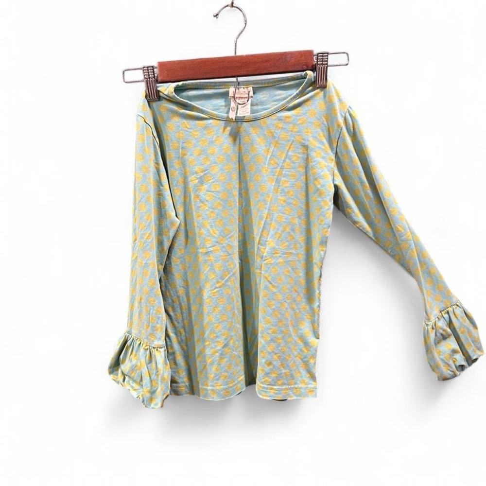 Turquoise & green polka dot 3/4 sleeve top w ruffle sleeves‎ by Matilda Jane 14
